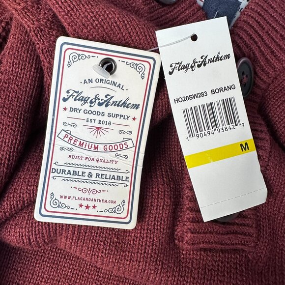 Flag & Anthem Men's Henley Hooded Pocket‎ 100% Cotton Knit Sweater, Burnt Orange - Picture 9 of 12